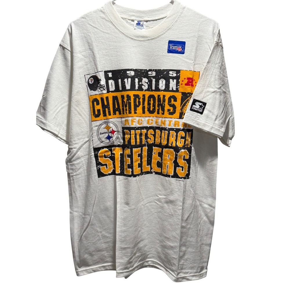 Vintage 1995 Pittsburgh Steelers Starter Division Champions‎ Shirt White Large